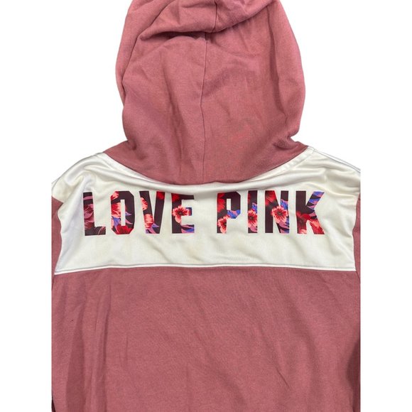 Victoria's Secret Pink Full Zip Hoodie Sweater Floral Logo Colorblock Y2K Jacket - Picture 8 of 9